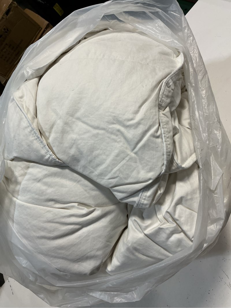 Condition photo showing As Is for quince premium down comforter, king/cal king, down