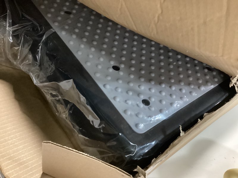 Condition photo showing Good Condition for Non-Slip Indoor/Outdoor 4 Inch Height Mobility Platform Step, Grooved Surface for Added Traction, Drainage Holes – Supports Up to 400 Pounds, Measures 19 1/4" L x 15 1/2" W x 4" H