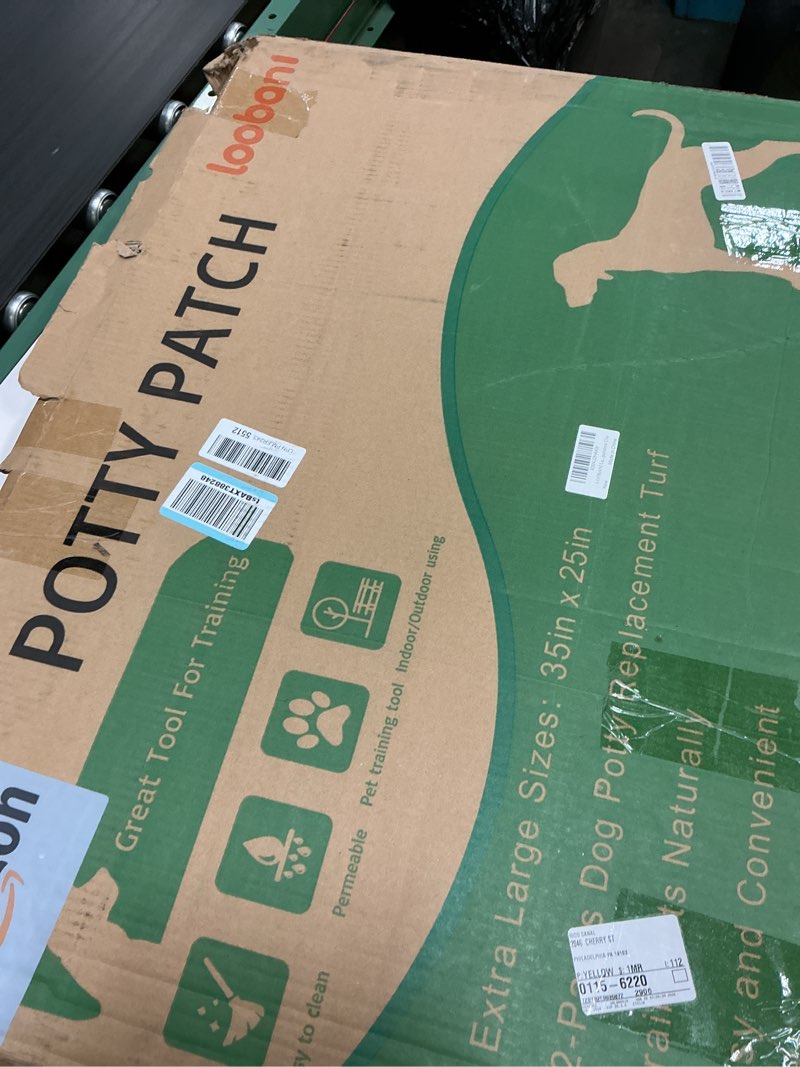 Condition photo showing Good Condition for loobani large dog grass pad with tray - 35x23in dog litter box with 2 artificial grass patch + 2 washable pee pads - quickly absorbency indoor outdoor potty for patio balcony apartment use 35"×23" (5-layer potty system)