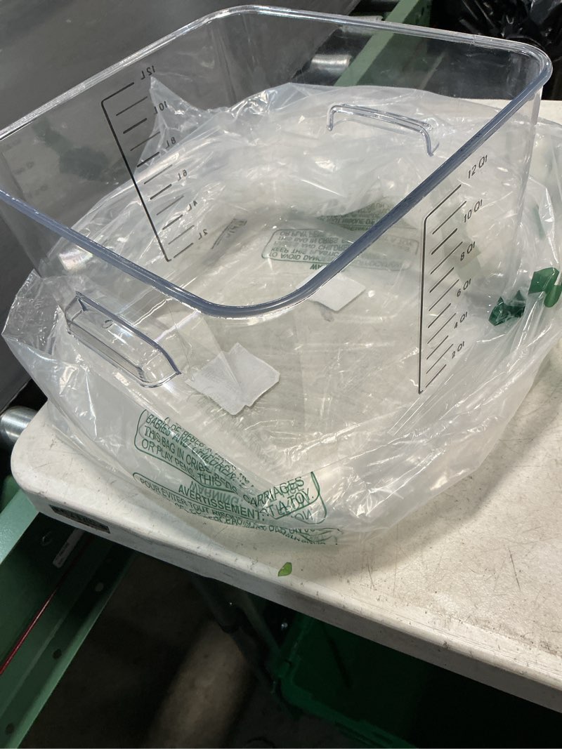 Condition photo showing Good Condition for rubbermaid commercial products space saving square food storage container 12 quart clear for kitchen/sous vide/meal prep