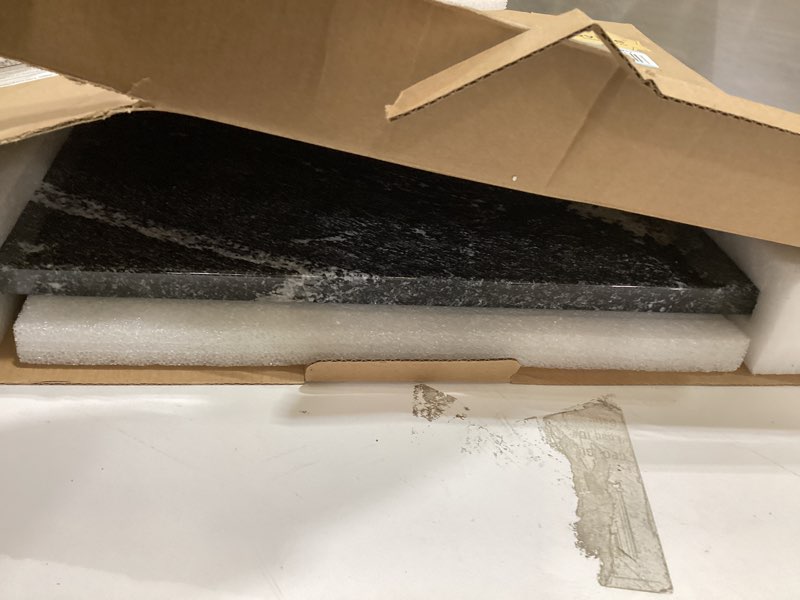 Condition photo showing As Is for Koville Brazilian Natural Marble Cutting Board for Kitchen, 16x12inch Large Hand Crafted Marble Slab for Cheese, Charcuterie, Pastry Board - Wedding Gift, House Warming Gift Black Marble-Via Lactea 16"L x 12"W