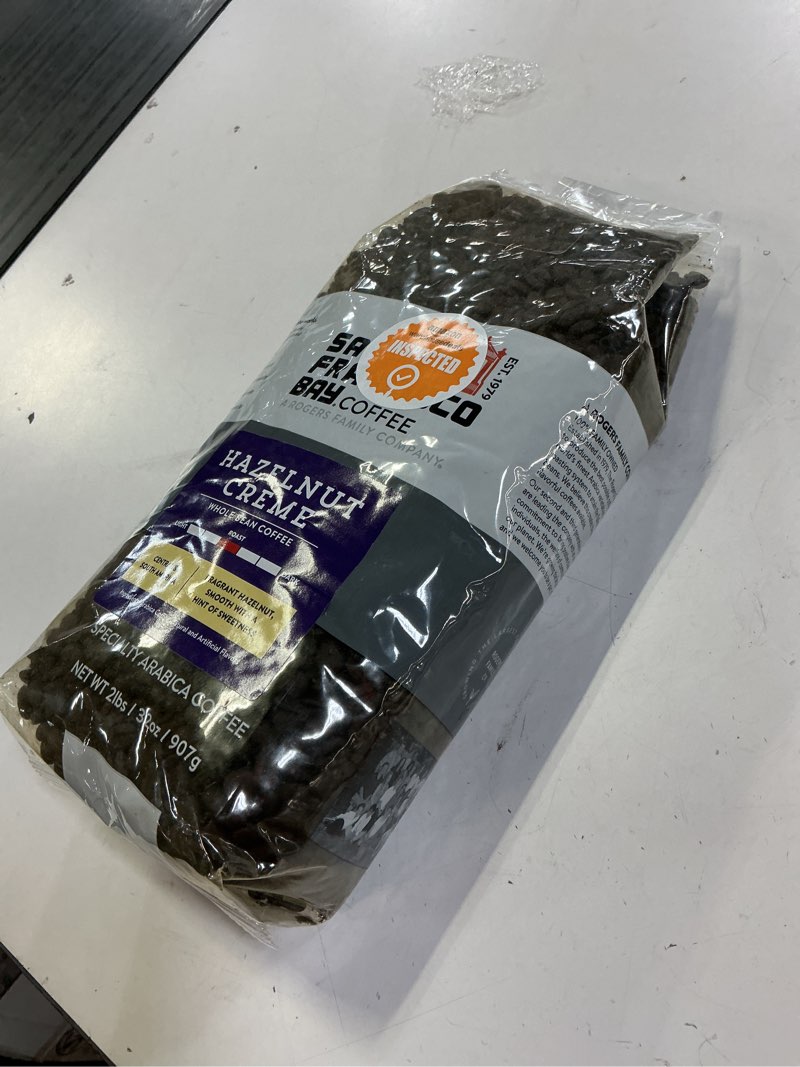 Condition photo showing Good Condition for san francisco bay sf bay coffee crème whole bean 2lb flavored medium roast, hazelnut, 2 pound (pack of 1), 32 ounce hazelnut crème 2 pound (pack of 1)