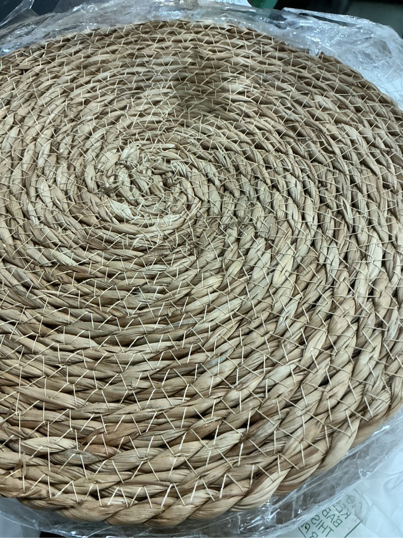 Condition photo showing Good Condition for kochorie set of 24 round woven placemats 12 inches bulrush placemats natural hand-woven boho rattan placemats wicker table mats farmhouse weave place mats for home dining table 24 12 inch