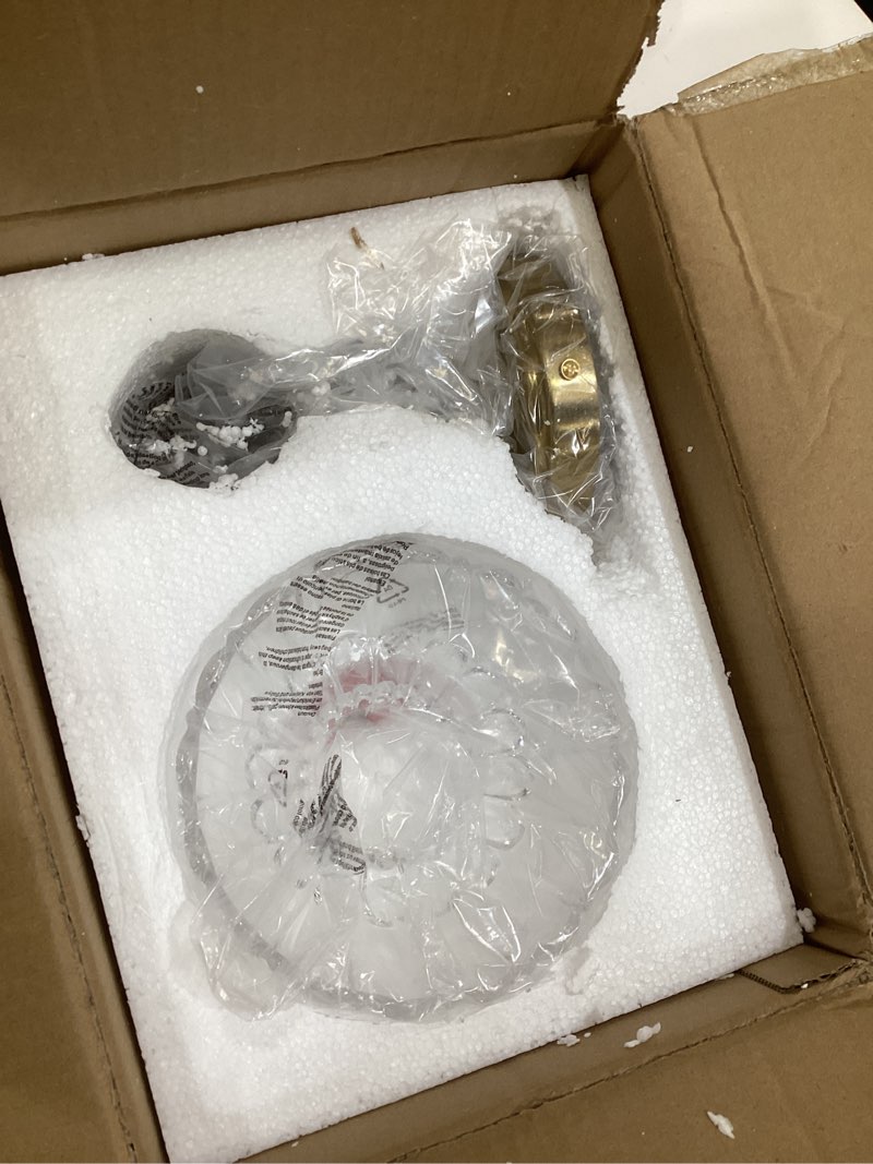 Condition photo showing As Is for Vintage Bathroom Light Fixtures Over Mirror, 1-Light Brass Wall Sconce Lighting with Flower Glass Shade, Farmhouse Vanity Lights for Bedroom Kitchen Living Room Hallway Light Brass 1-light