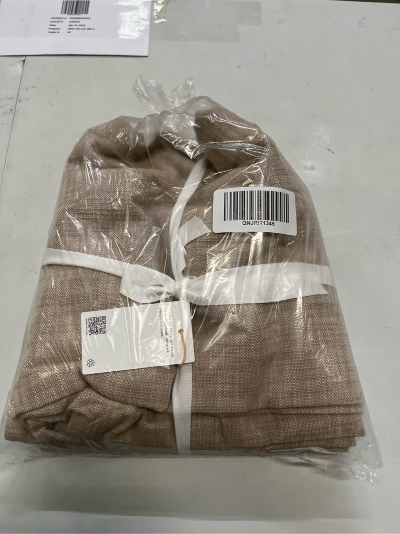 Condition photo showing Good Condition for textured cotton room darkening curtain, 48x96, flax