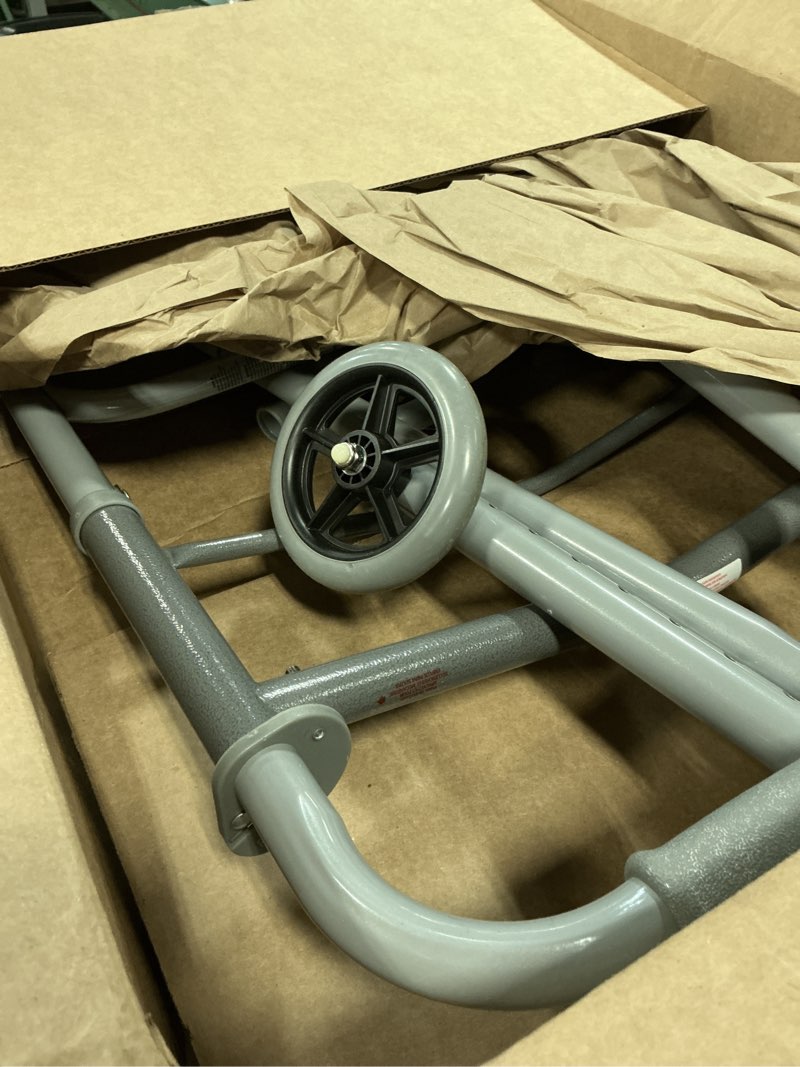 Condition photo showing Good Condition for medline lightweight folding walkers for seniors, adults with 5” wheels, steel frame supports up to 400 lbs.