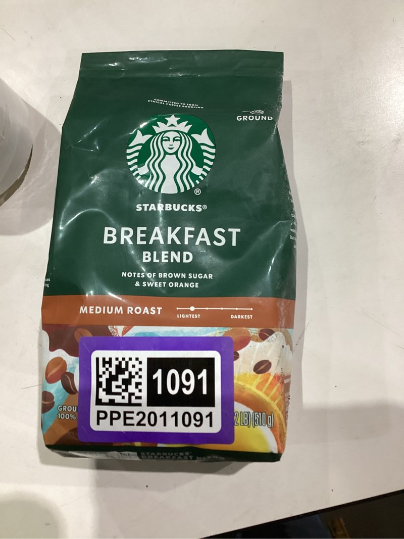 Condition photo showing New/Like New for Starbucks Ground Coffee, Medium Roast Coffee, Breakfast Blend, 100% Arabica, 1 bag (18 oz) Breakfast 18 Ounce (Pack of 1)
