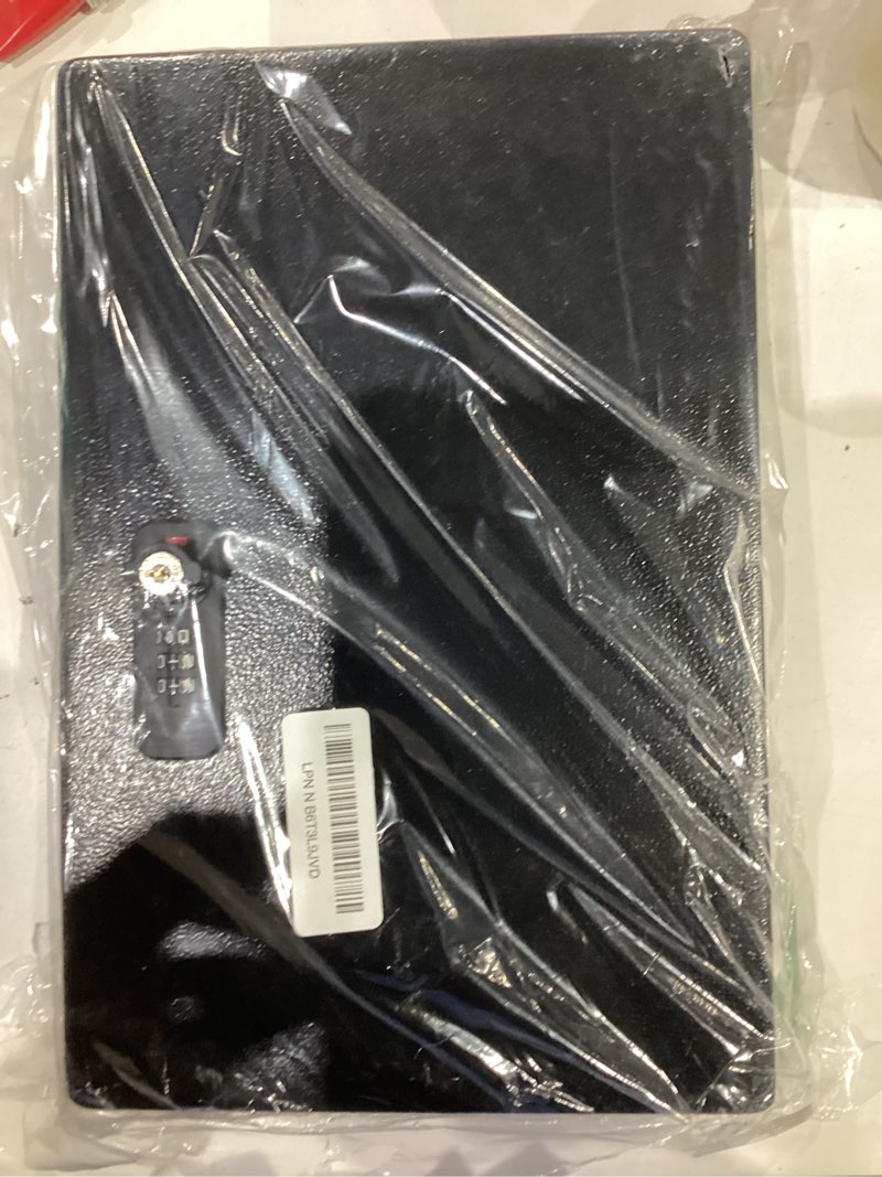 Condition photo showing New/Like New for KYODOLED Fireproof Lock Box for Documents, Dual Combination and Key Lock Security with Carrying Handle, Metal Strong Safe Box to Keep Personal Items,Documents, Exterior 12.8" x 8.4" x 4.5", Black Black Dual Lock Medium