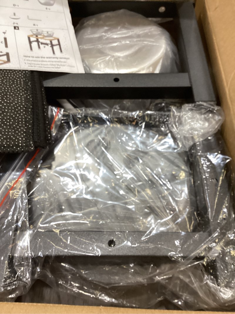 Condition photo showing Good Condition for SHAINFUN Elevated Dog Bowls with Slow Feeder & Mat for Medium Large Dogs, Adjustable Height, Raised Dog Bowl Stand with 2 Stainless Steel 58oz Bowls, Tall Dogs Food Water Bowl Wooden & Metal Holder Walnut - 58oz bowls & mat