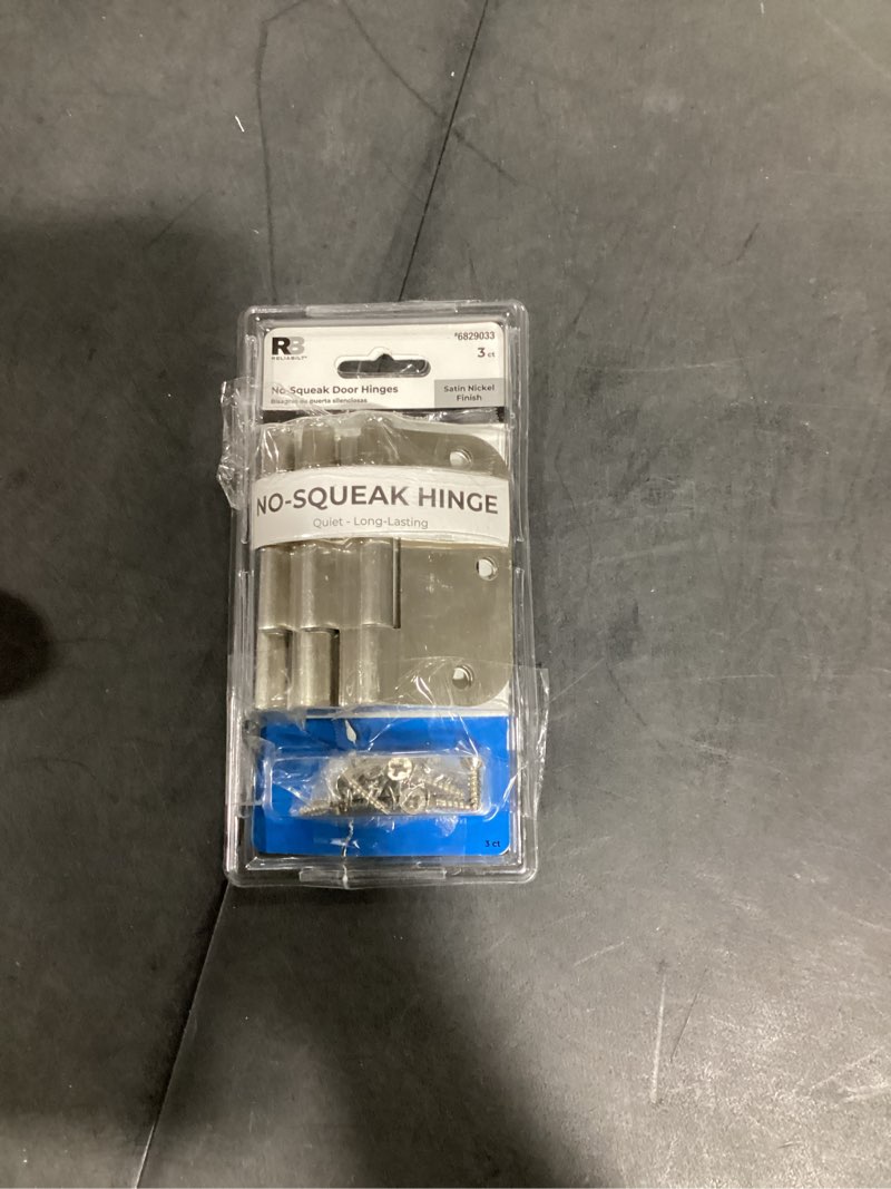 Condition photo showing Good Condition for reliabilt no-squeak 3-1/2-in h x 5/8-in radius satin nickel mortise interior/exterior door hinge 3 -pack
