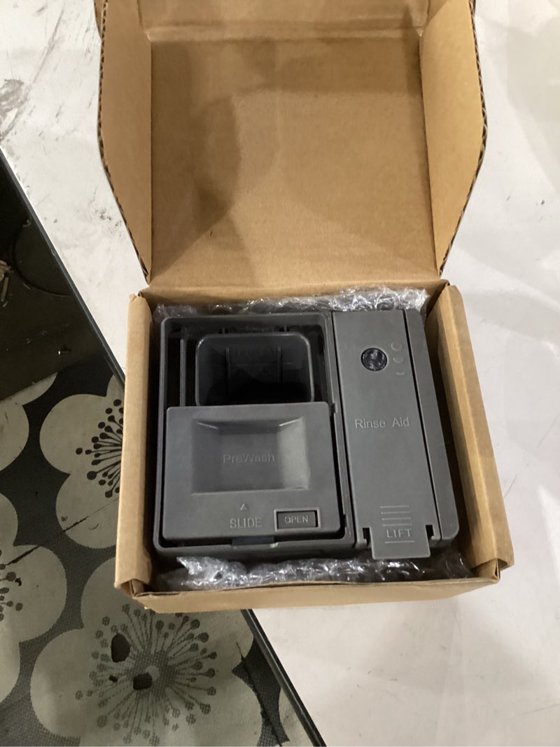 Condition photo showing Good Condition for upgraded w10876529 dishwasher detergent dispenser compatible with whirlpool kenmore jenn-air dishwasher soap dispenser replacement parts w10620297 w10620299 ap6024305 ps11738149 rinse aid dispenser