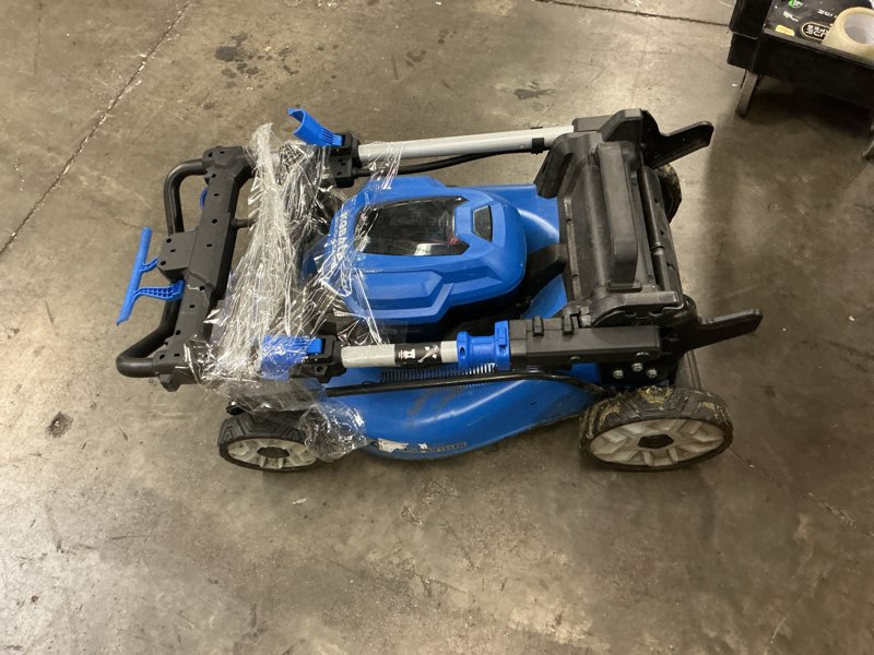 Condition photo showing As Is for (incomplete)kobalt 24-volt, 20-in self propelled battery walk mower with (battery and charger not included