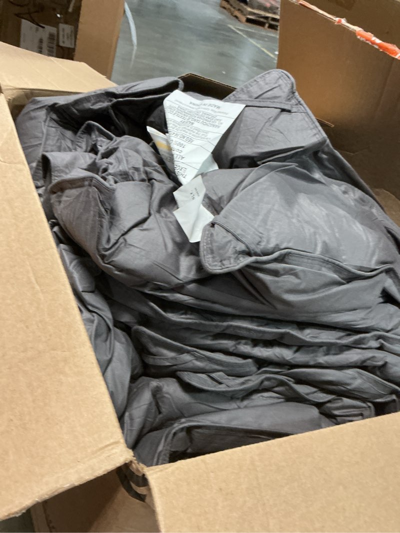 Condition photo showing As Is for Shilucheng Hungarian Goose Down Comforter Oversize King Size, 850+ FP All Season Duvet Insert with 600TC Ultra-Soft Cotton Cover, 3D Baffle Box Design for Maximum Fluffiness (Gray,120x98 Inches) Dark Grey Oversize King(120x98inches)