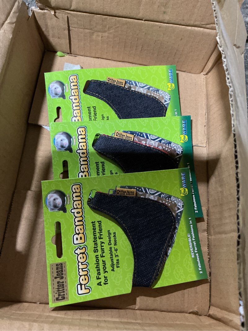 Condition photo showing Good Condition for ((BIDDING ON 3))Ware 2 In 1 Reversible Ferret Bandana With Denim Velcro & Clip Adjustable 3 To 6