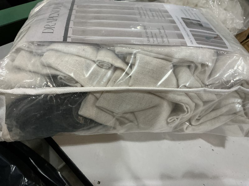 Condition photo showing Good Condition for natural pinch pleated linen curtains 84 inch long 2 panels for living room bedroom country farmhouse thick linen textured semi sheer back tab pinch pleat hooks rings window curtain birch cream 7 ft