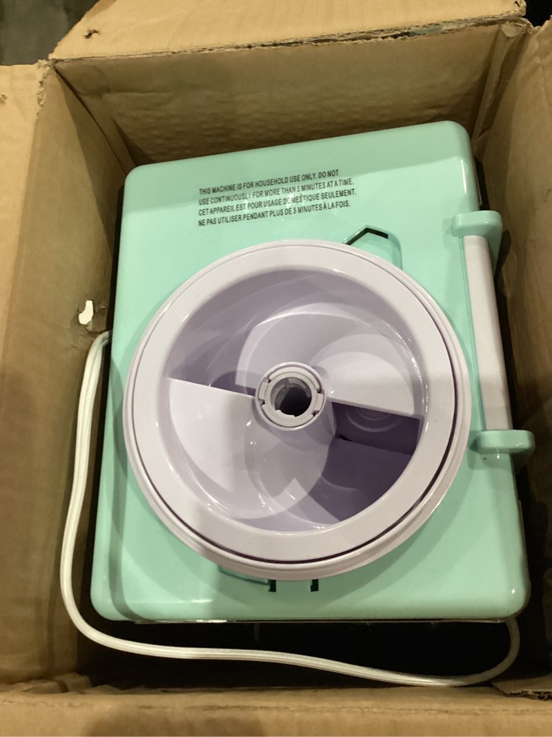 Condition photo showing As Is for nostalgia snow cone shaved ice machine - retro table-top slushie machine makes 20 icy treats - includes 2 reusable plastic cups & ice scoop - aqua