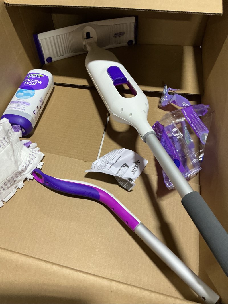 Condition photo showing As Is for (Similar to) Swiffer WetJet Hardwood and Floor Spray Mop Cleaner Starter Kit, Includes: 1 Power Mop, 10 Pads, Cleaning Solution, Batteries