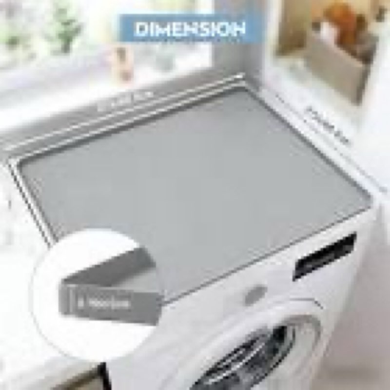 2pcs washer and dryer covers for the top, 27in x 27in silicone dryer top protector mat, waterproof, scratch resistant, washable, dryer countertop for home kitchen and laundry room grey-2pack