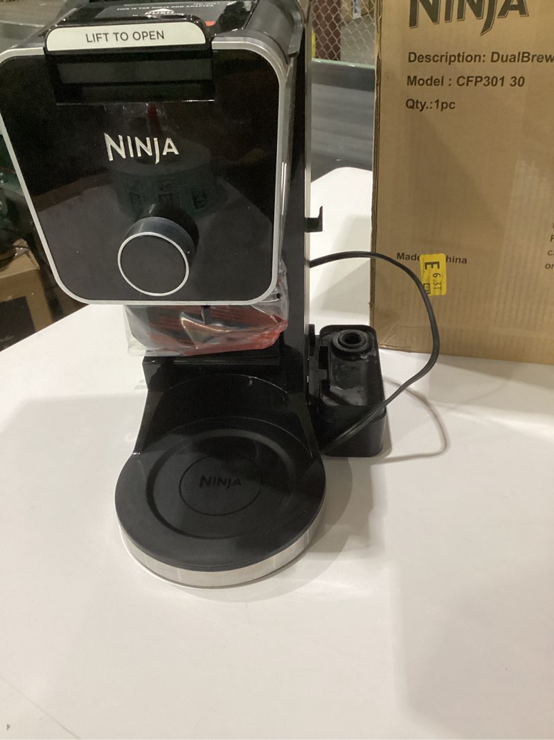 Condition photo showing As Is for ninja drip coffee maker with k cup combo, dualbrew pro specialty coffee system, coffee machine compatible with k-cup pods, 12 cup single serve coffee makers with paper filter, cfp301 frother + paper filter, not tested, incomplete