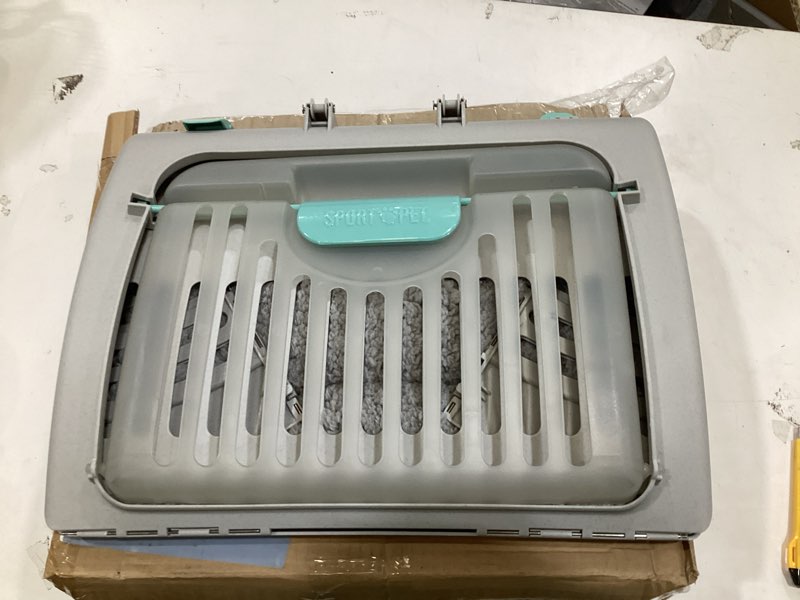 Condition photo showing Good Condition for sportpet large hard-sided travel cat carrier - cat carrier with patented wide side-opening door, foldable portable pet carrier with removable bed for cats & small pets up to 25lbs - gray large carrier w/ bed (gray)