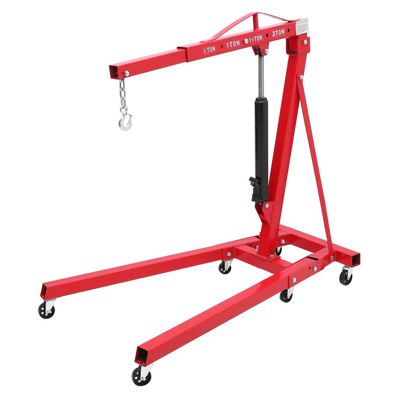 2 Ton Folding Hydraulic Engine Hoist with Load Leveler 44 LBS Capacity Heavy Duty Cherry Picker 6 Sw