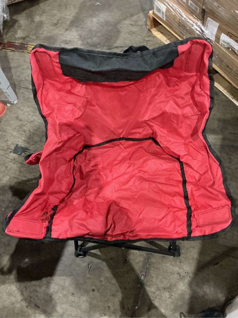 Condition photo showing As Is for 2 pack compact camping chairs portable folding for outside with carry bag lightweight moon chairs for travel picnic hiking beach fishing, (green, red)))