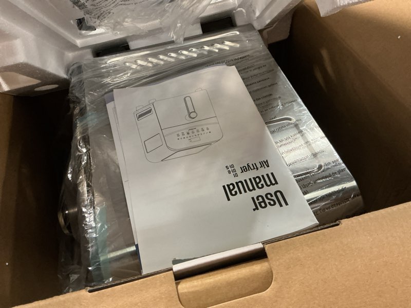 Condition photo showing As Is for Stainless Steel Air Fryer Ceramic 12 in 1, Dual-Blazes in Steel Housing, 6QT 2-3 Servings Visible 8.27" Basket with Teflon-Free Premium Coating, 1700W, DAYBEST Dishwasher Safe Kits (Stainless Steel) 6 QT Stainless Steel