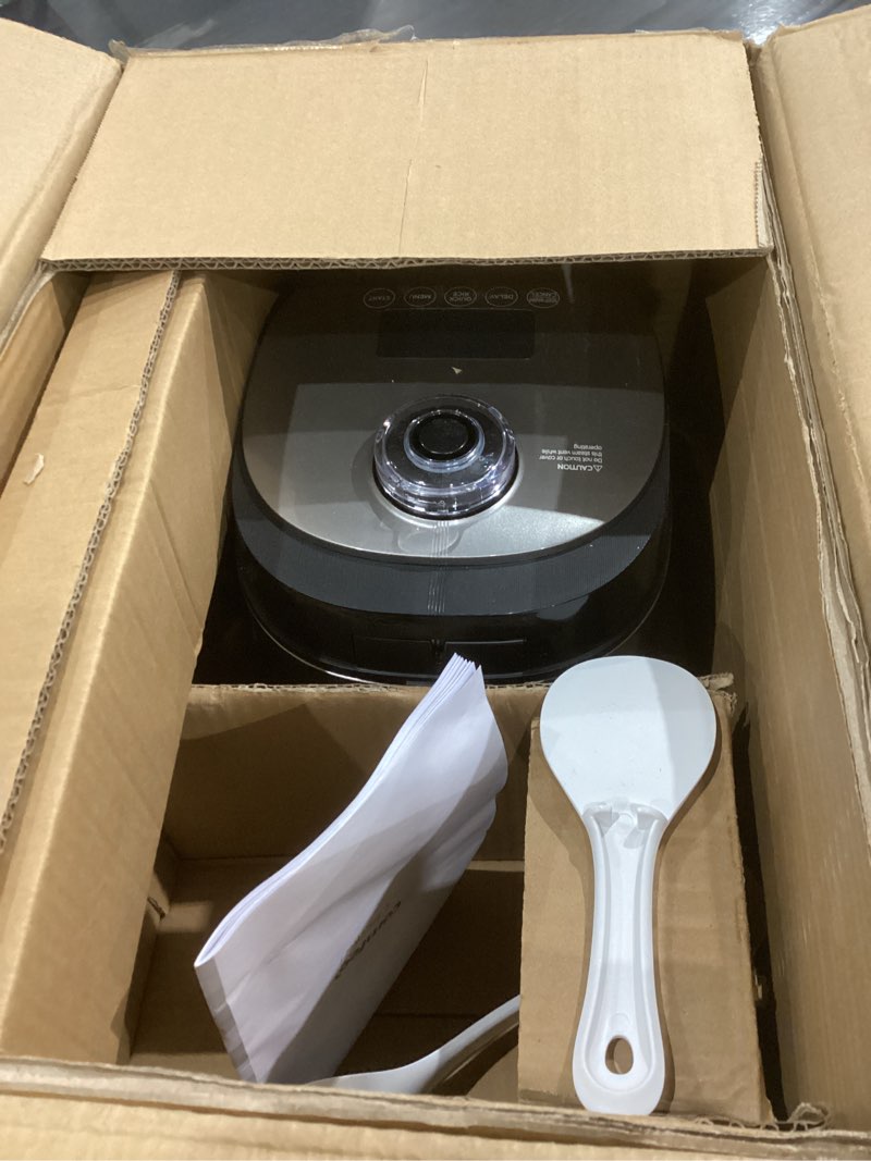 Condition photo showing Good Condition for COMFEE' Compact Rice Cooker 8 Cups Cooked/4 Cups Uncooked, 9-in-1 Multi Cooker, Fast Rice Maker, Steam, Brown Rice, Grains, Fuzzy Logic Technology, Grey 4 Cups_Electronic Grey