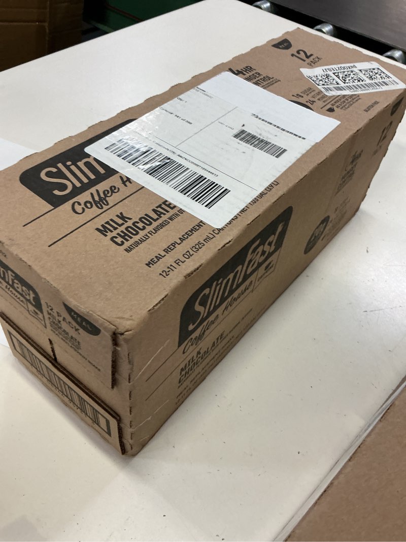 Condition photo showing New/Like New for use by -dec/15/2026) slimfast protein shake, new milk chocolate- 20g protein, meal replacement shake ready to drink, high protein with low carb and low sugar, 24 vitamins and minerals, 11 fl oz (pack of 12)