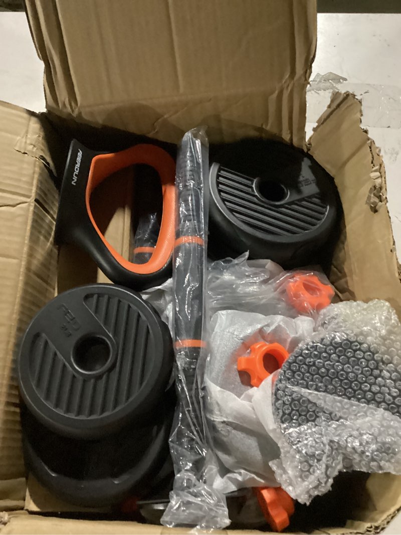 Condition photo showing As Is for adjustable dumbbells, 20/30/45/70/90lbs free weight set with connector,5 in1 dumbbells set used as barbell,kettlebells,push up stand,fitness exercises for home gym suitable men/women 45lb(22.5lb pair)