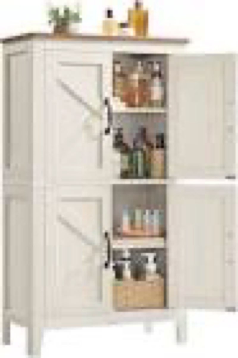 vasagle liry collection - farmhouse storage cabinet, bathroom floor cabinet with barn doors, freesta