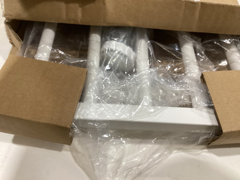 Condition photo showing Good Condition for malier dog gate with a small door, extra wide all metal short dog gate pet gate for stairs, 10'' tall pressure mount easy step over puppy gate low gate for doorways white 10''h × 26''- 41''w