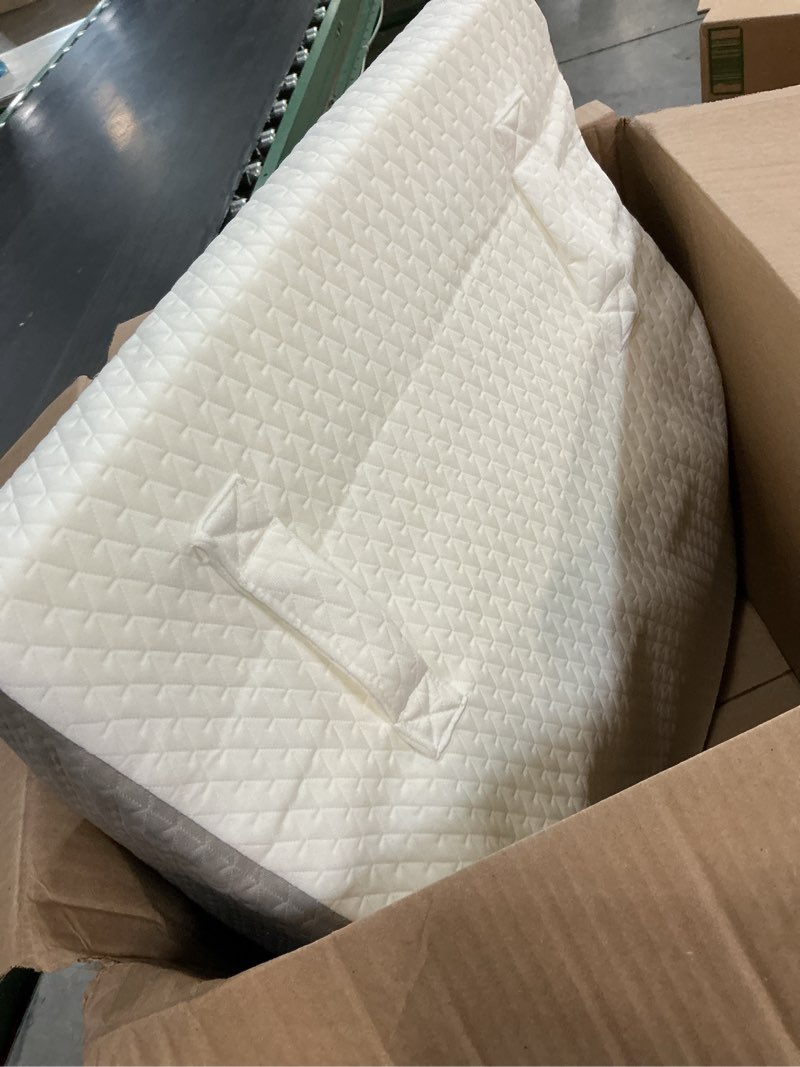 Condition photo showing As Is for ruqmuis leg elevation pillow for after surgery, 8inch foam leg elevating pillow for swelling and blood circulation, leg wedge pillow for sleeping, knee pillow for knee hip ankle pain relief, white flat top 8 inch white/grey