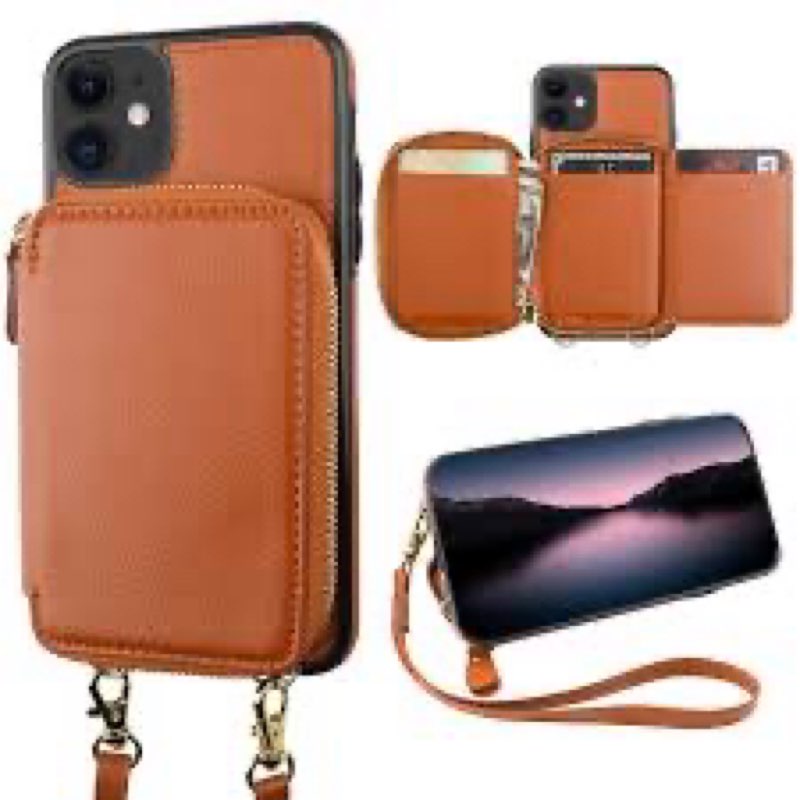 Bocasal RFID Blocking Wallet Case for iPhone 11, Adjustable Crossbody Zipper Purse Case Card Holder 