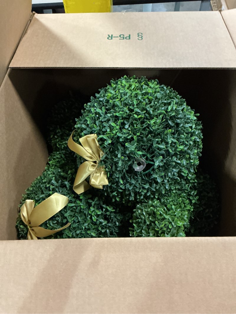 Condition photo showing Good Condition for 2 pcs bunny-shape boxwood topiary – 3 ft faux boxwood bunny, uv & weather-resistant, lifelike decorative garden sculpture for front porch, patio, lawn, backyard & indoor decor