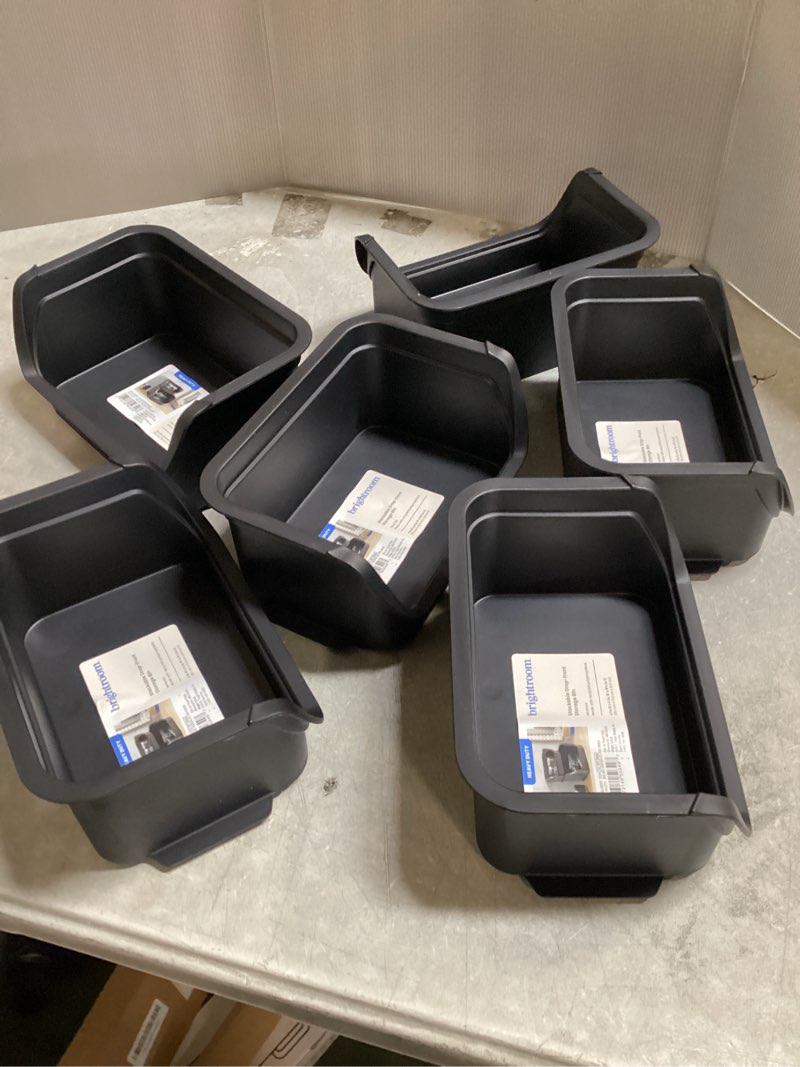 2.3qt Open Front Stackable Storage Bin - Brightroom™: Portable Black Utility Basket, Universal Storage, 4\\\\\\\" Heig pack of 6