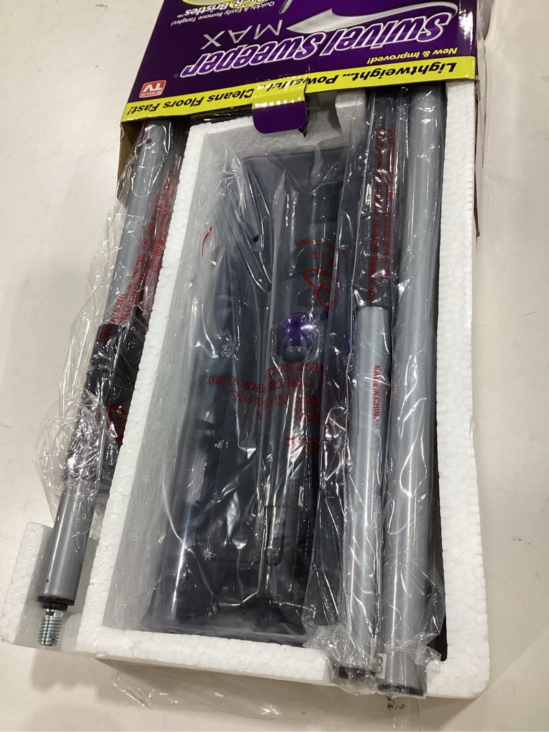 Condition photo showing New/Like New for swivel sweeper max - cordless electric floor and carpet sweeper with rotating brush for efficient cleaning, quad brush technology- purple