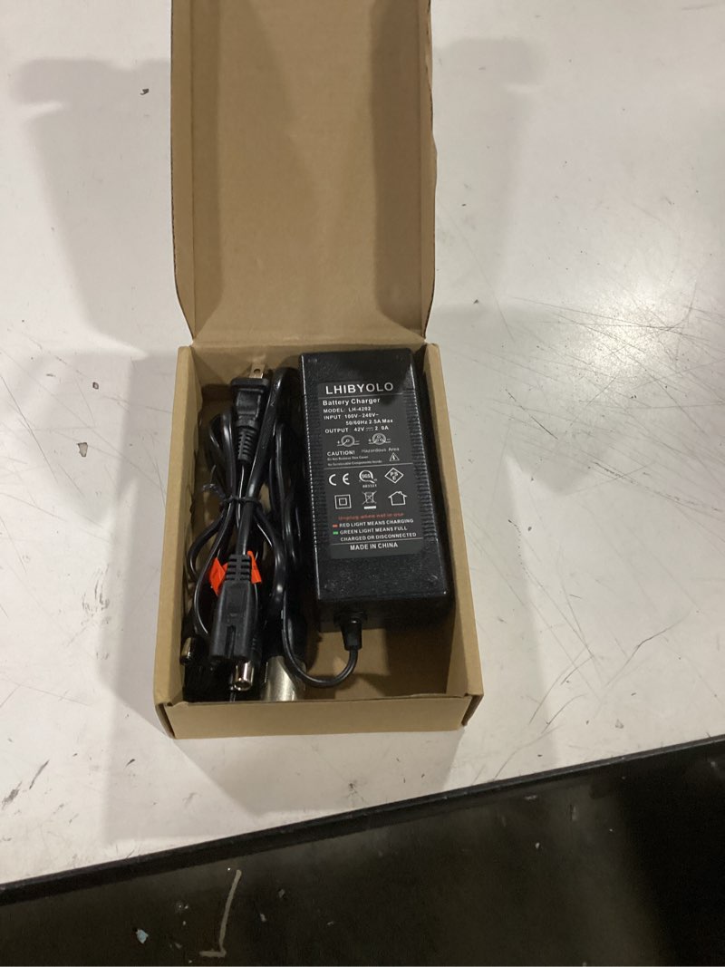 Condition photo showing New/Like New for 42v 2a electric scooter charger for 36v lithium battery, 5-in-1 plug ebike charger for gotrax, jetson, razor, swagtron, bird, segway,ul certified