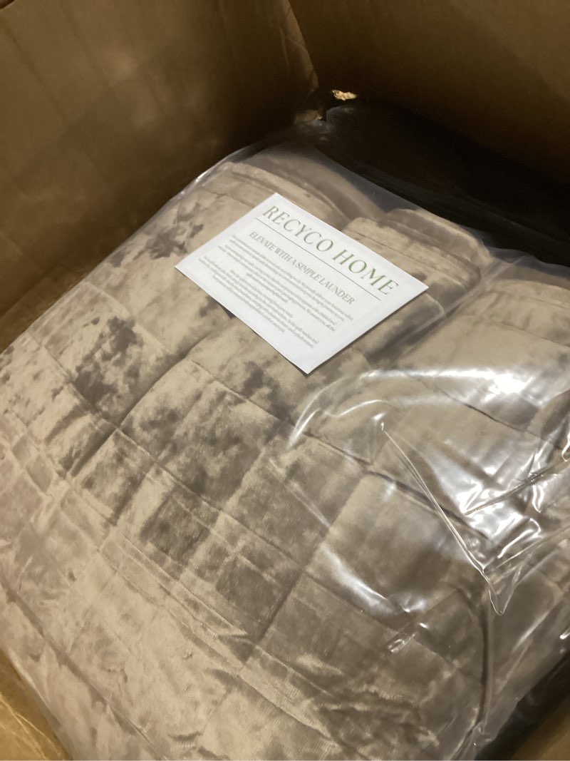 Condition photo showing Good Condition for RECYCO Luxury Velvet Quilt Set King Size Bedding Sets, Ultra Soft Velvet Comforter Set, Lightweight Channel Box Stitch Oversized Bedspread Coverlet for All Season, with 2 Shams, Mocha Brown King/Cal King (108" x 92") Mocha Brown