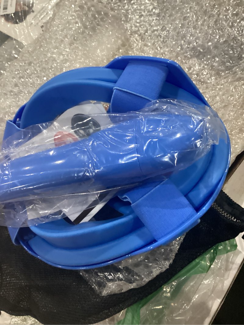 Condition photo showing Good Condition for qingsong kids snorkel mask full face, snorkeling set with camera mount, foldable 180 degree panoramic view snorkeling gear anti-fog anti-leak 1blue x-small