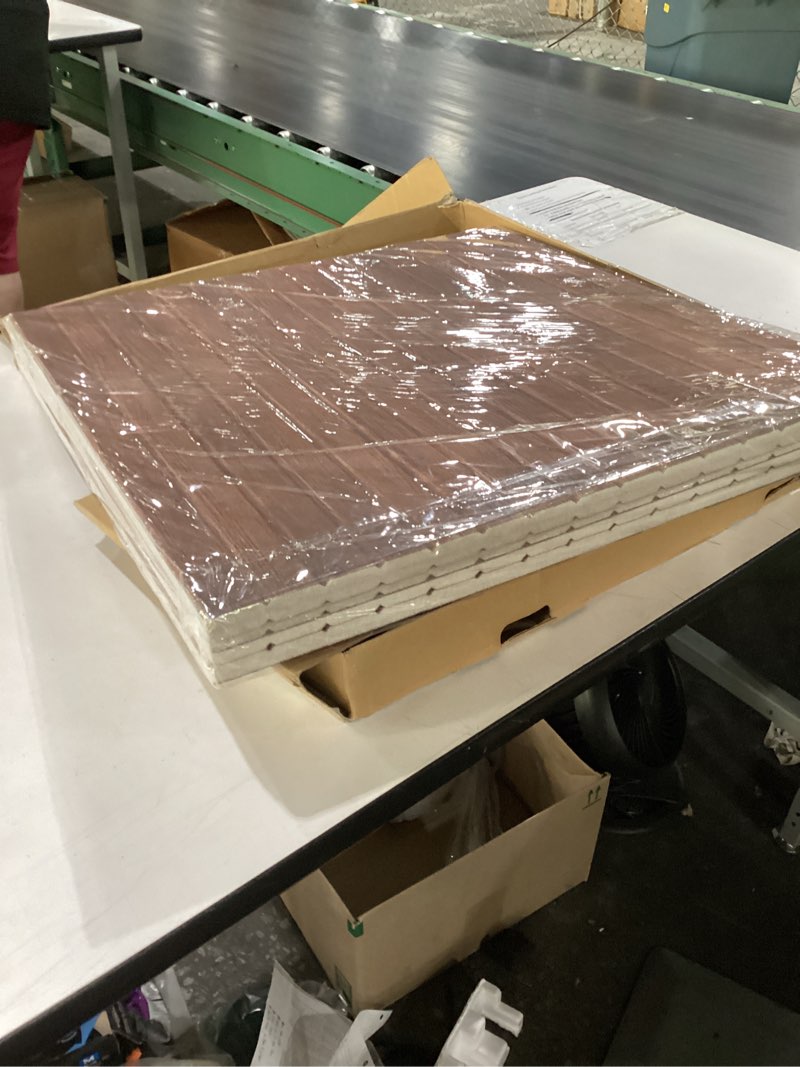 Condition photo showing Good Condition for fluxynara 6-pack large felt bulletin board, walnut slat | 70.87" x 47.24" cork board alternative, acoustic wall panels with 60 adhesive tabs for recording studios and home offices walnut slat fine-stripe 6-pack
