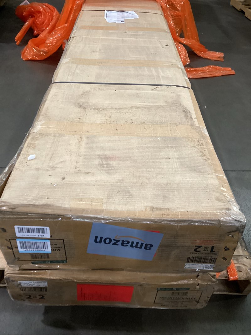 Condition photo showing New/Like New for Backyard Discovery Mount Mckinley Cedar Wood Swing Set with Wave Slide, Play Deck, Double Rock Wall, Rope Ladder, Web Swing, Belt Swings, Toy Telescope, Steering Wheel, Sandbox Area, Outdoor Playset