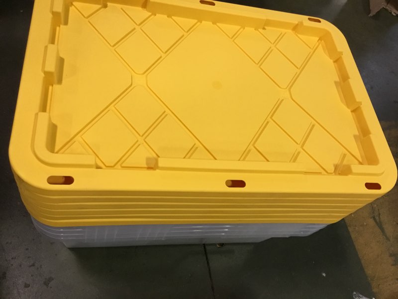 Condition photo showing Good Condition for Office Depot® GreenMade® Professional Storage Totes, 23 Gallon, Clear/Yellow, Pack Of 5 Totes