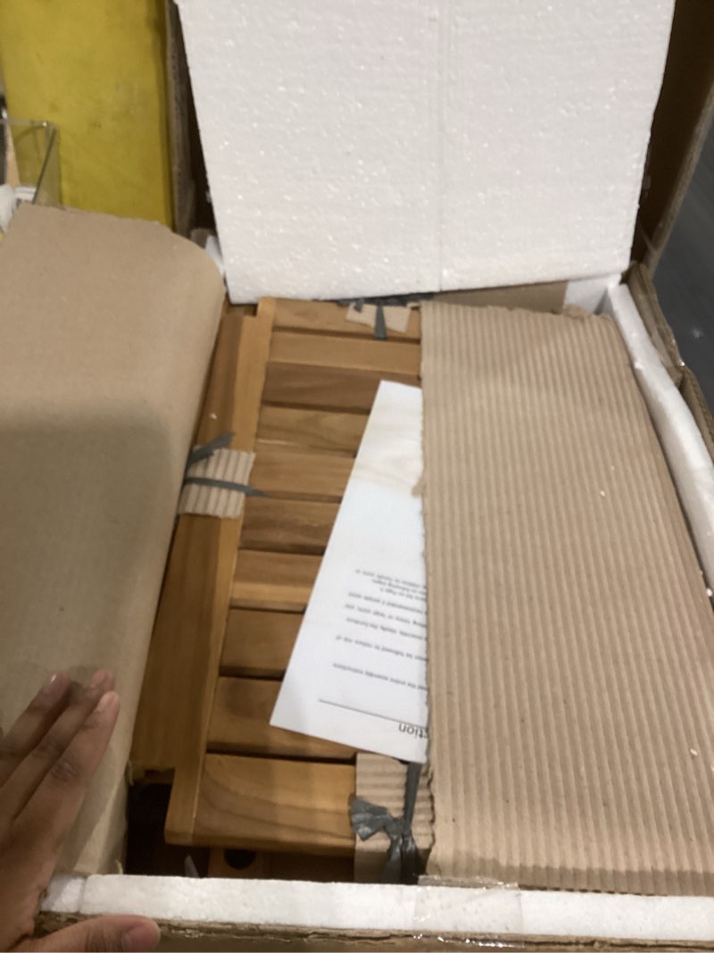 otsun teak shower bench seat - 20" solid wood stool waterproof teakwood shower bench chair with stor