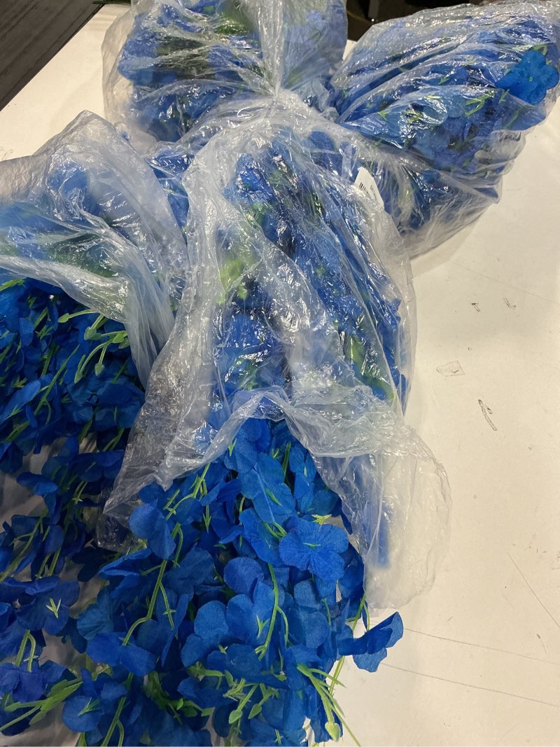 Condition photo showing Good Condition for Wisteria Hanging Flowers, 24 Pack Artificial Wisteria Vines Fake Garland Silk Flower String for Wedding Party Garden Outdoor Greenery Home Wall Decoration (24pcs Royal Blue)