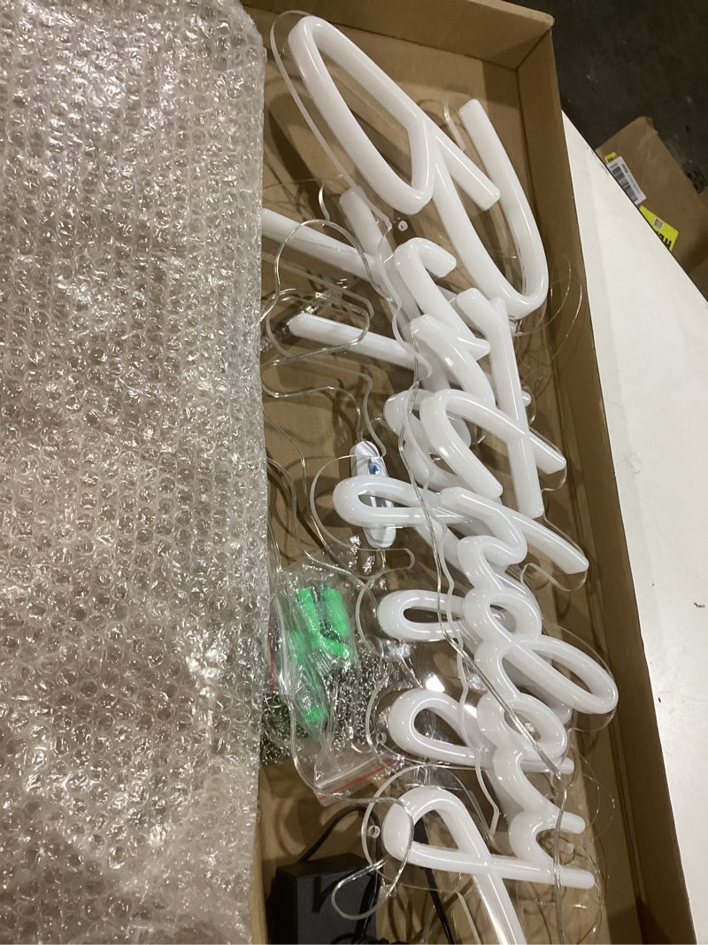 Condition photo showing As Is for 40"/23" Happy Birthday Neon Sign Large - Happy Birthday Sign 12V - Happy Birthday Light Up Sign with Dimmable Switch - 2PCS Happy Birthday LED Sign for Backdrop, Party, Celebration, Decoration