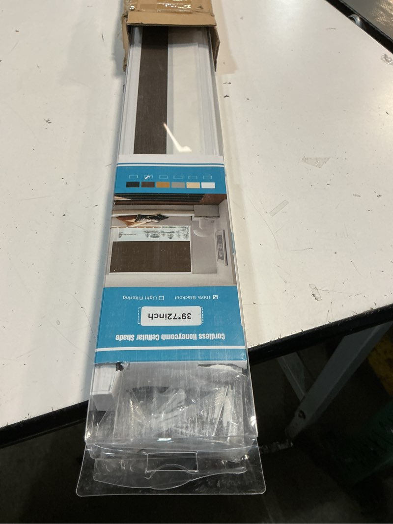 Condition photo showing Good Condition for myshade cordless blackout cellular shades for windows, honeycomb window shades with thermal insulation, child & pet safe room darkening shade, easy install,24" w x 50" h, light brown light brown 24"w x 50"h