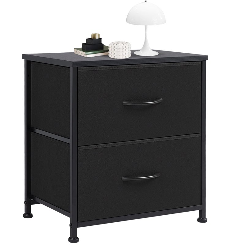 CAB-2BC-BK CONCETTA 2-Drawer Fabric Storage Dresser, Nightstand for Bedroom, Closet, Storage Furniture for Adults, Black