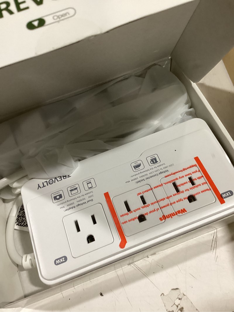 Condition photo showing Good Condition for 2000W Voltage Converter US to Europe, 220V to 110V Converter for European Travel, Power Adapter for Hair Dryer, European Travel Plug Adapter with 3 AC 2 USBC 2 USBA Ports & EU/UK/AU/IT Plugs (White)