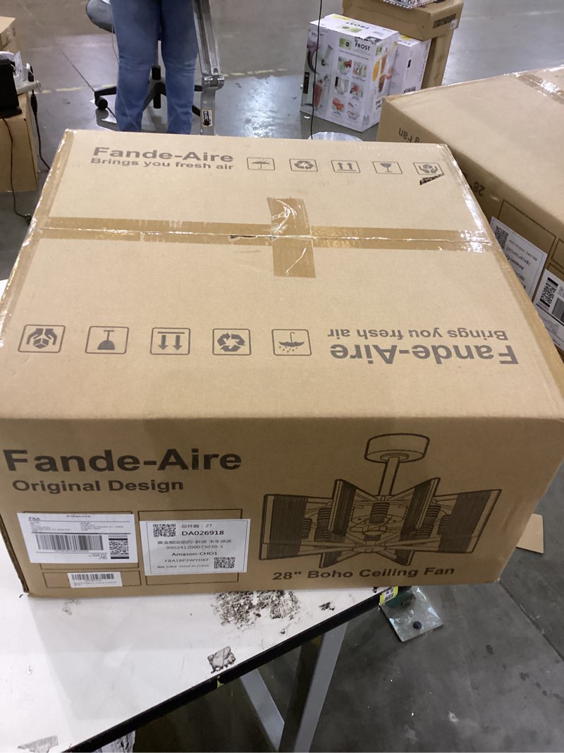 28 inch Boho Rattan Caged Ceiling Fan with Lights, Coastal Chandelier Ceiling Fan with Lights and Re